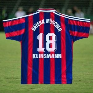 Bayern Munich 1995/97 Home Soccer Jersey Klinsmann Small Adidas Football Trikot